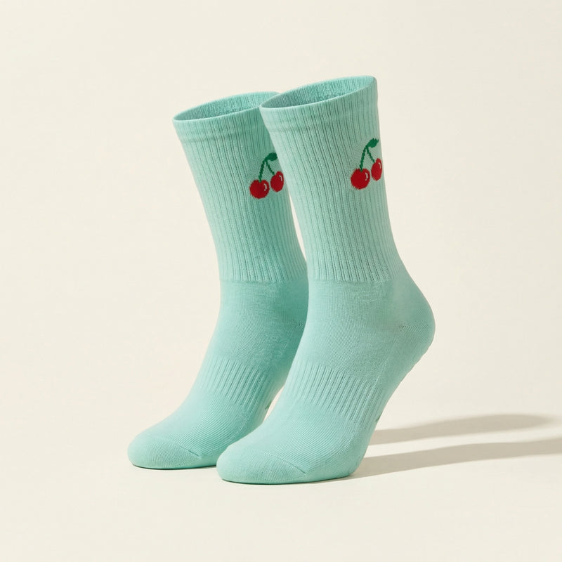 Chaussettes Grip Pilates Menthe – Cerises detail