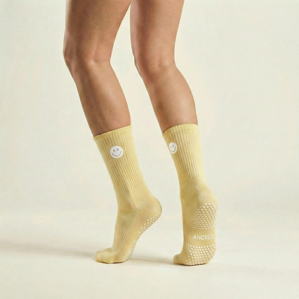 Chaussettes Grip Pilates Jaune – Smiley